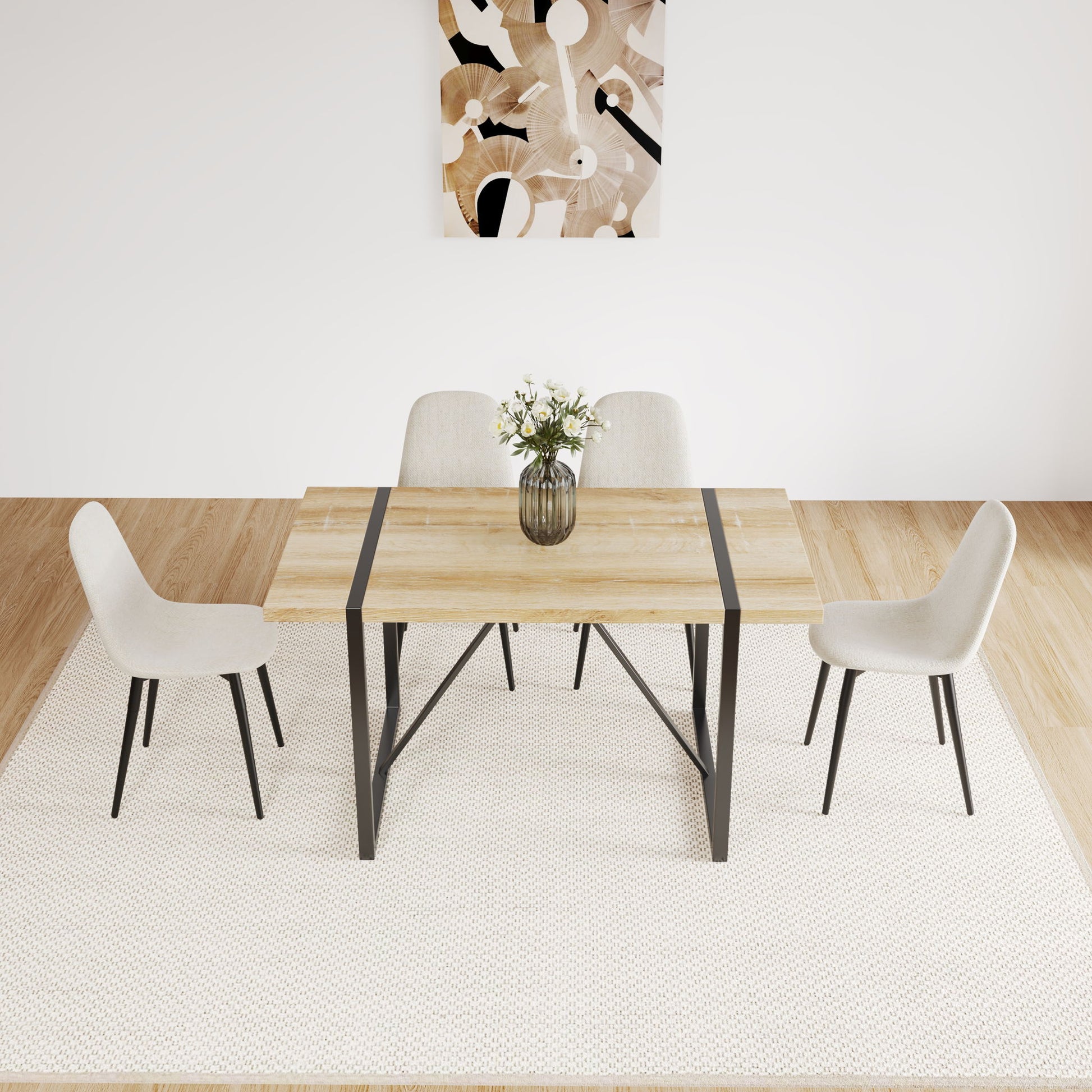 Modern Accent Dining Chairs Upholstered Seat, Metal Legs (Set of 4) Home Essentials