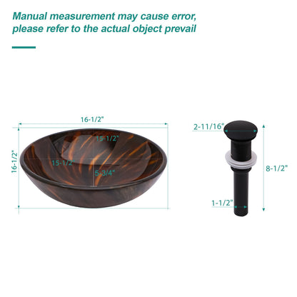 Vessel Bathroom Sink With Pop Up Drain, Round Bowl Design For Bathrooms - Brown Daily Nest