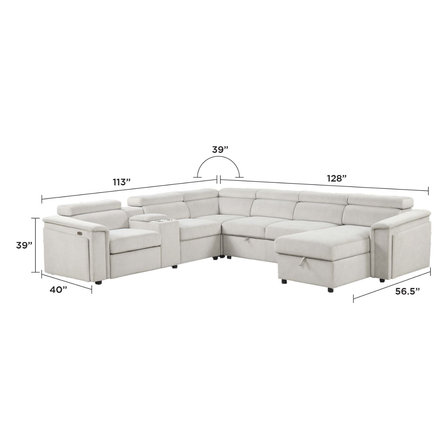 Harvey - Power Recliner Sectional Sleeper - Beige Matrix Furniture Group