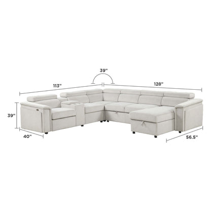 Harvey - Power Recliner Sectional Sleeper - Beige Matrix Furniture Group