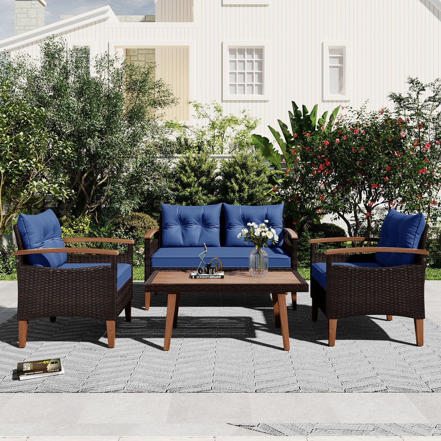 4 Piece Garden Furniture, Patio Seating Set Hearth and Haven