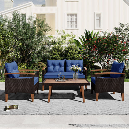 4 Piece Garden Furniture, Patio Seating Set Hearth and Haven