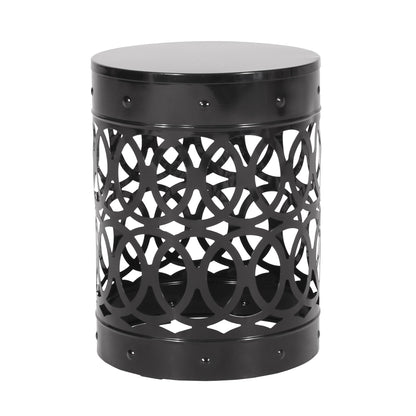 Outdoor Metal Large End Table, Modern Design Noble House