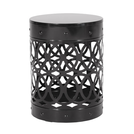 Outdoor Metal Large End Table, Modern Design Noble House