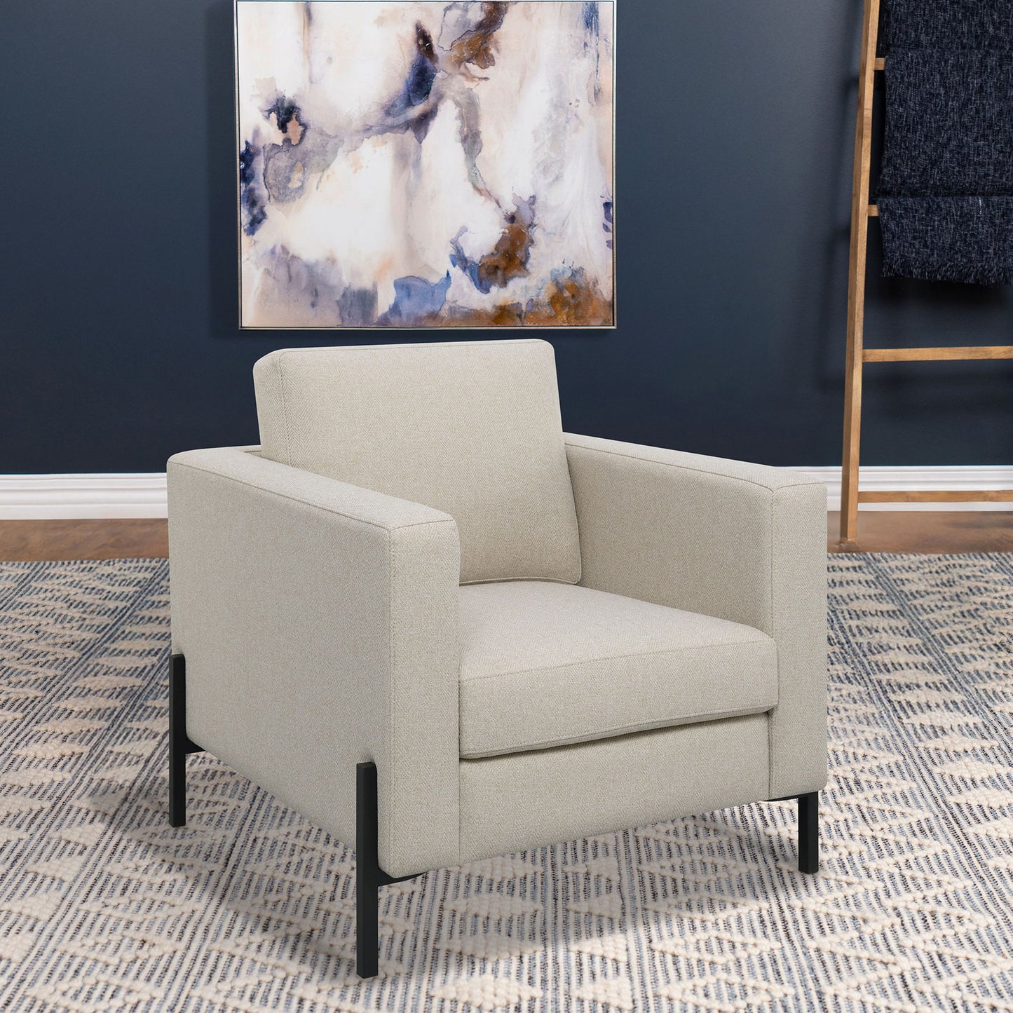 Schwan - Upholstered Track Arm Accent Chair - Oatmeal Furniture Max
