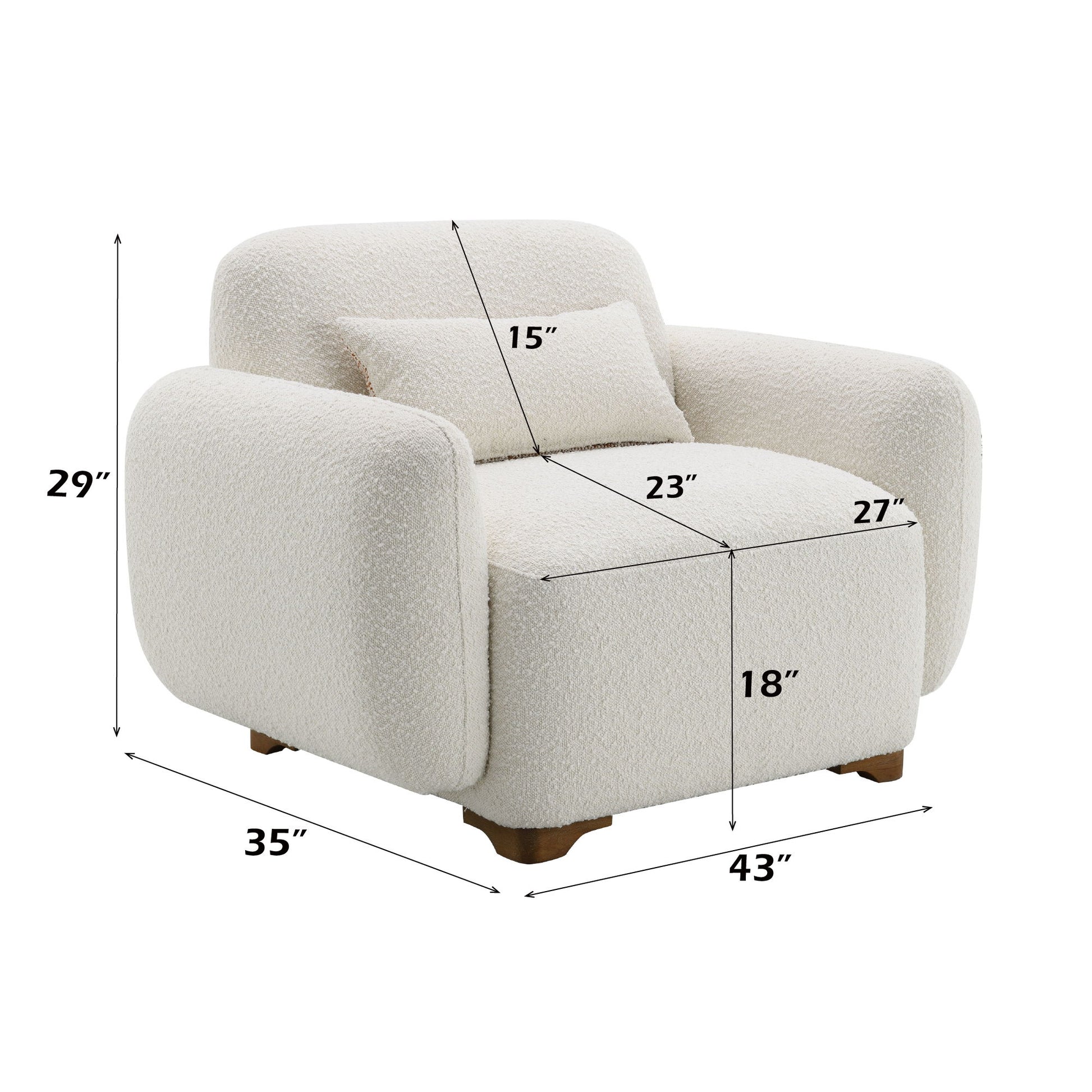Darius - Boucle Accent Chair With 1 Toss Pillow - Beige Acme