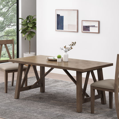 Farmhouse Style Dining Table With Wood Like Top Noble House