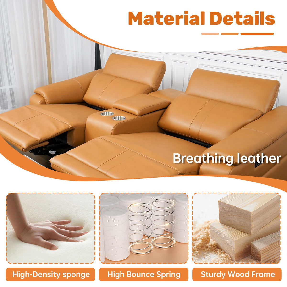 Modular Sofa With Recliners And Cup Holders Sectional Set Home Essentials