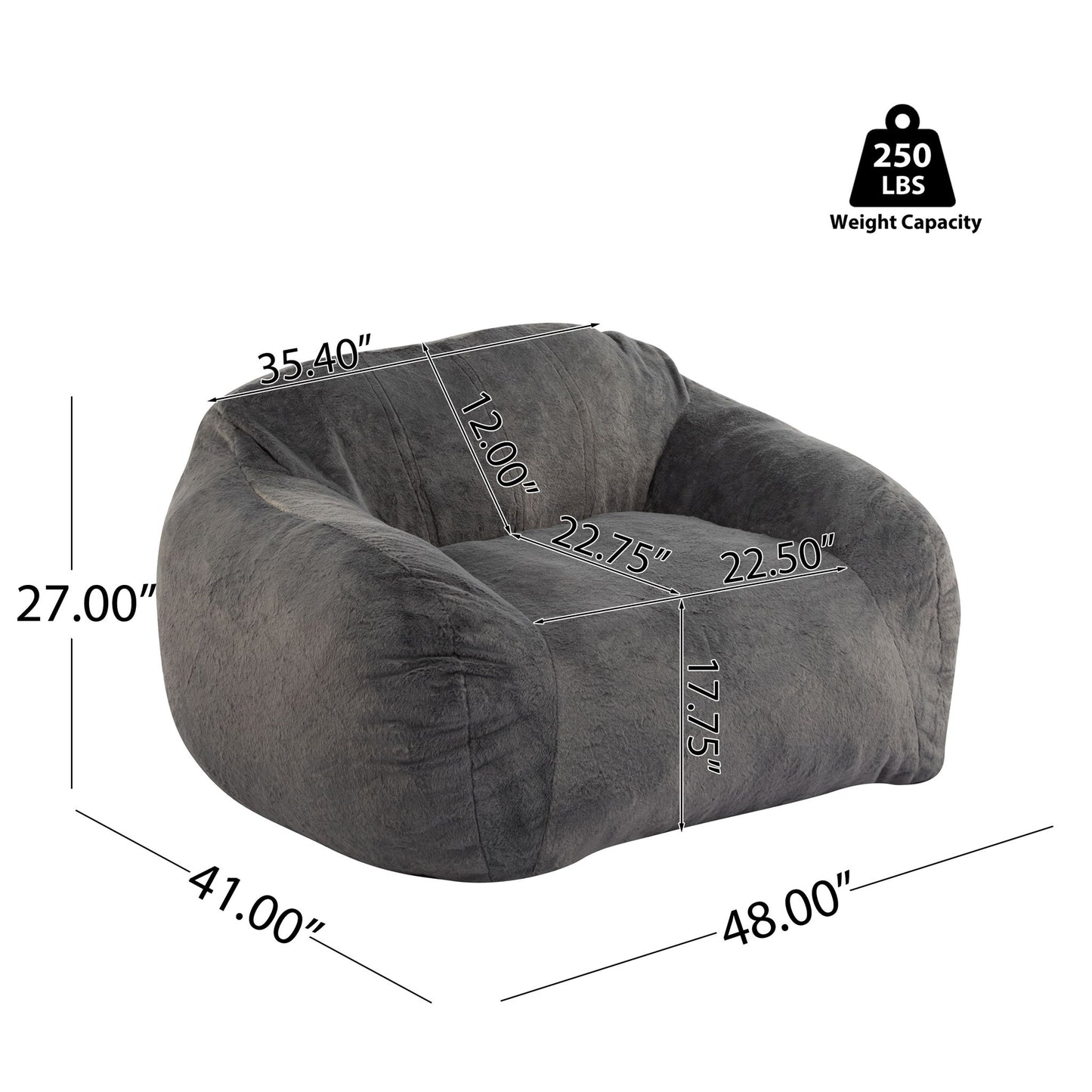Sezze - Indoor Bean Bag Chair - Gray Noble House
