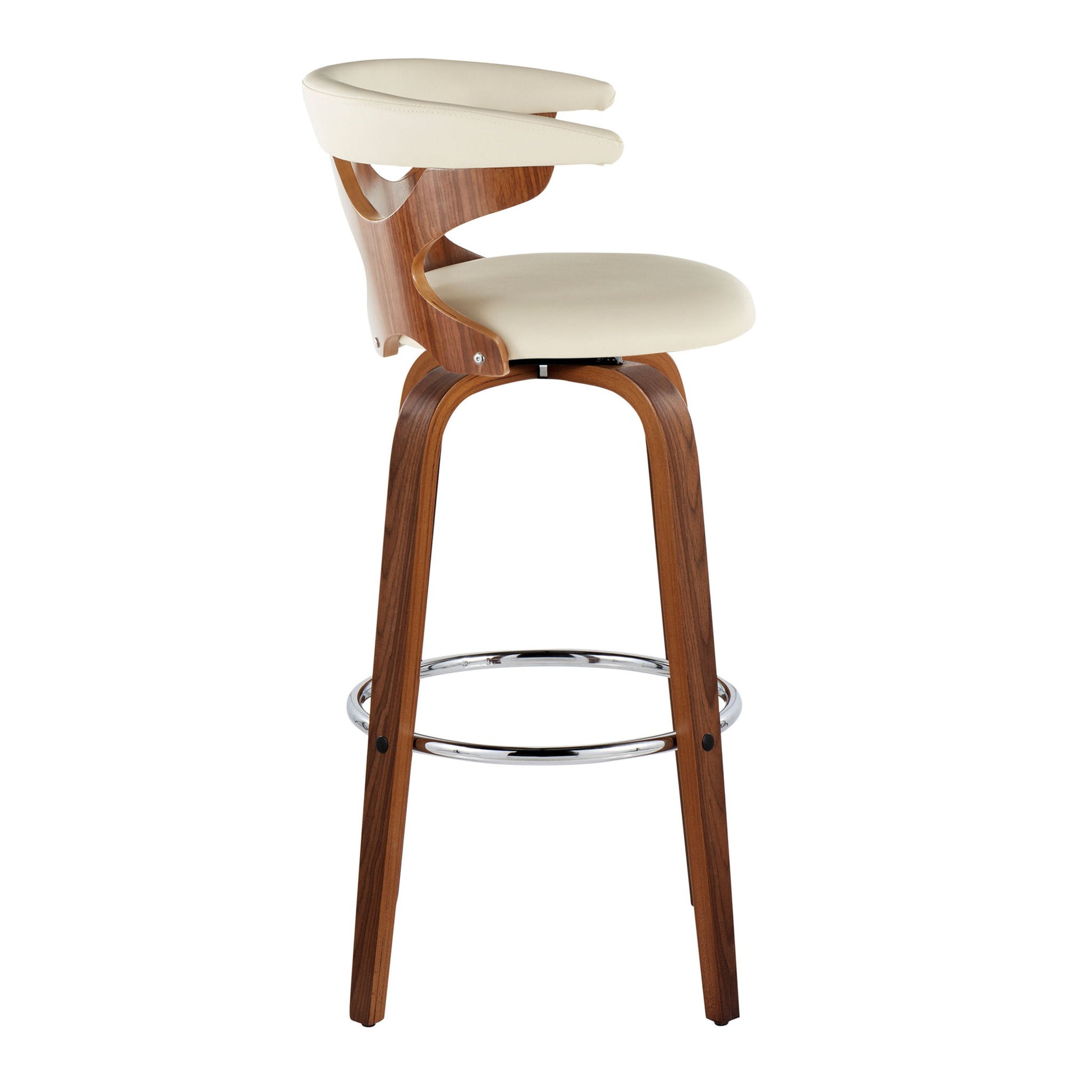Gardenia - Mid Century Modern Fixed Height Barstool With Swivel With Round Footrest (Set of 2) Lumi Source