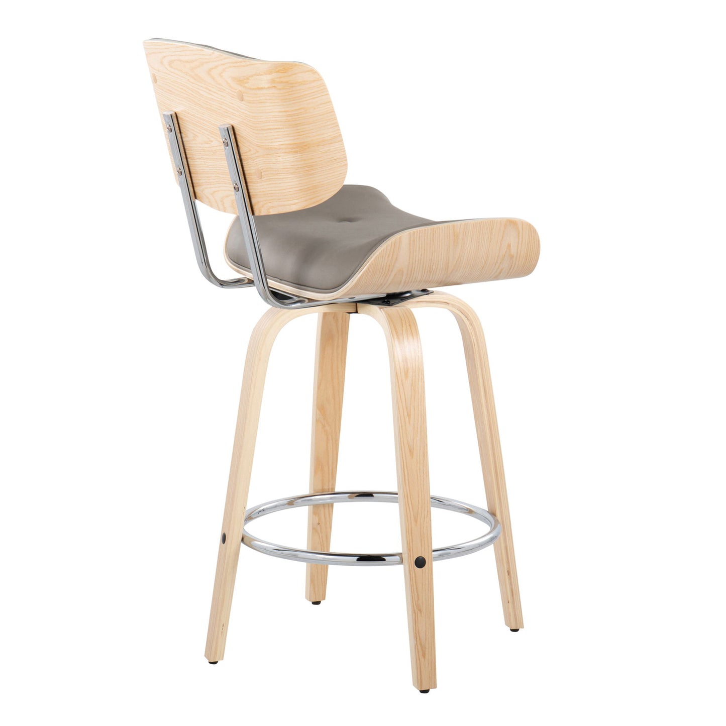 Lombardi - Mid Century Modern Fixed Height Counter Stool With Swivel With Round Footrest (Set of 2) Lumi Source