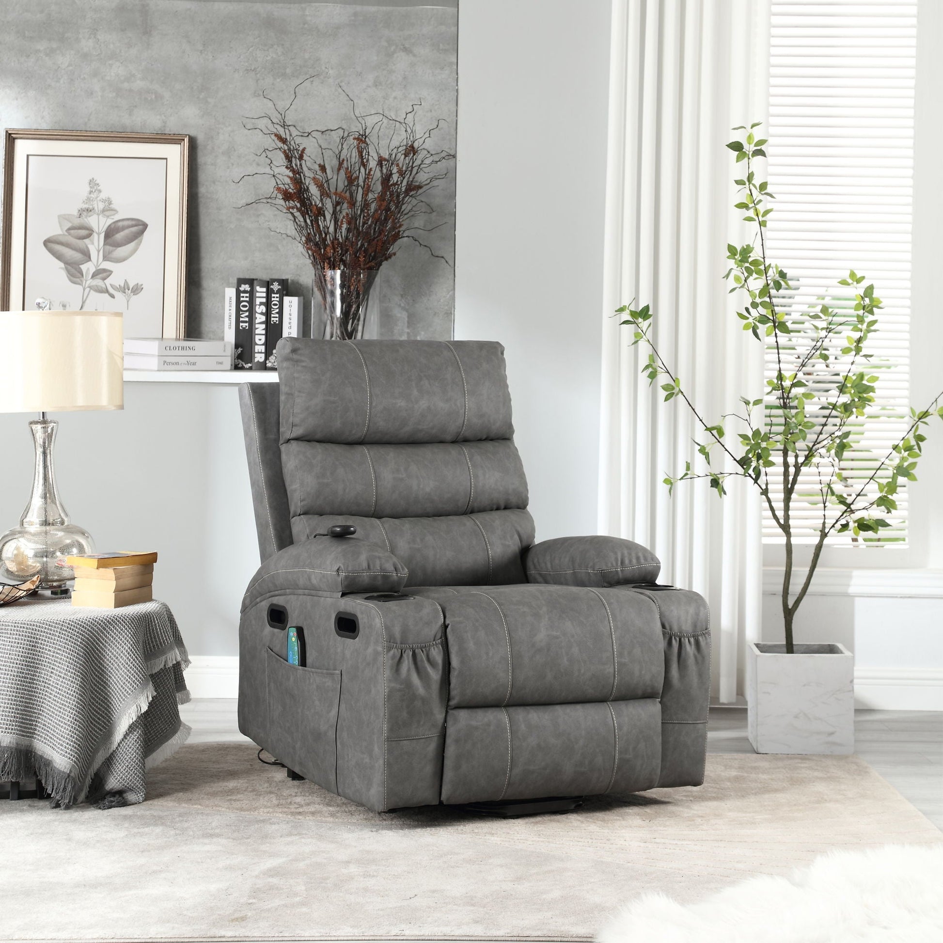 Cozy Electric Power Lift Recliner Chair Sofa For Elderly With Vibration Massage And Lumbar Heat Home Essentials
