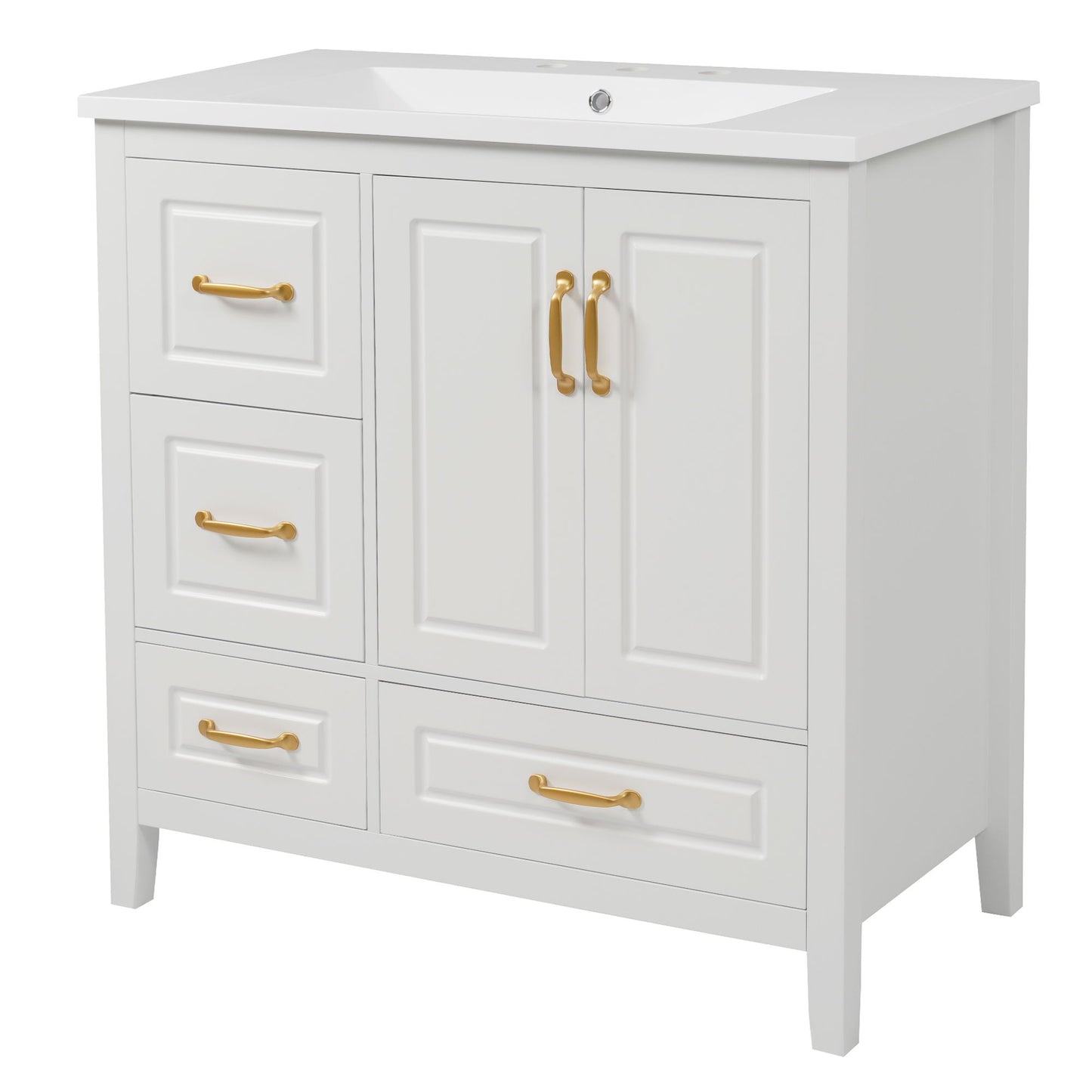 Bathroom Vanity With Sink, Soft Closing Doors & Drawers, Metal Handles Noble House