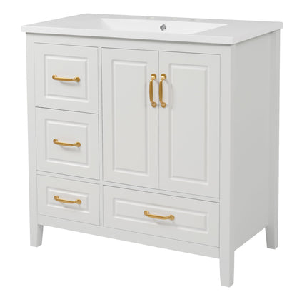 Bathroom Vanity With Sink, Soft Closing Doors & Drawers, Metal Handles Noble House