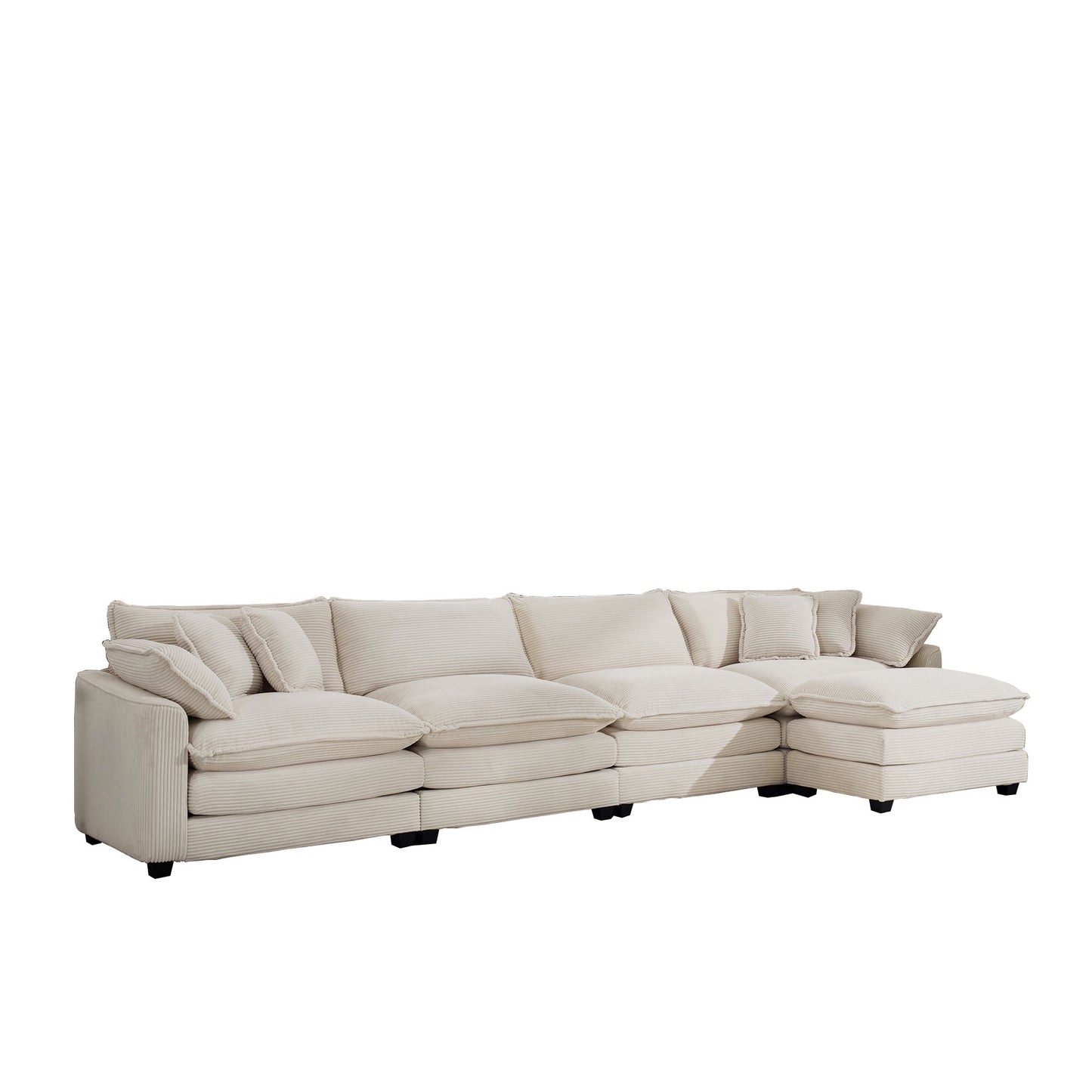 Modern Oversized Modular Cushion Sofa With Ottoman, Low Back, Deep Seating Sofa Set Home Essentials