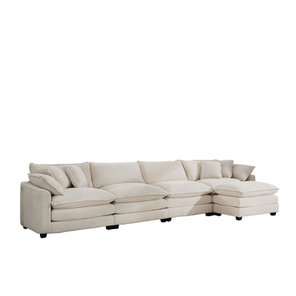Modern Oversized Modular Cushion Sofa With Ottoman, Low Back, Deep Seating Sofa Set Home Essentials