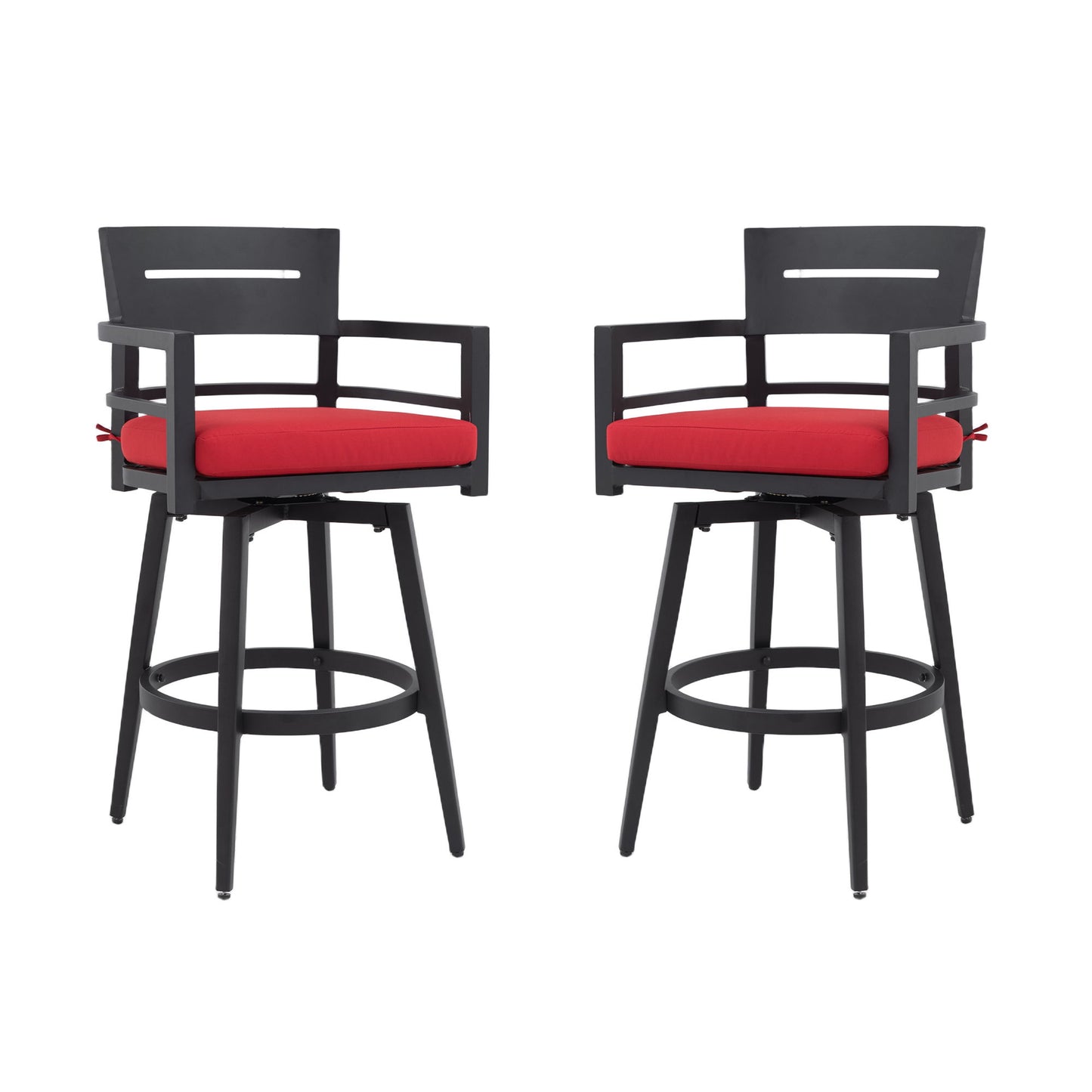 Outdoor Swivel Bar Chairs, 360 Degree Rotation, Ergonomic Backrest (Set of 2) Life Outside