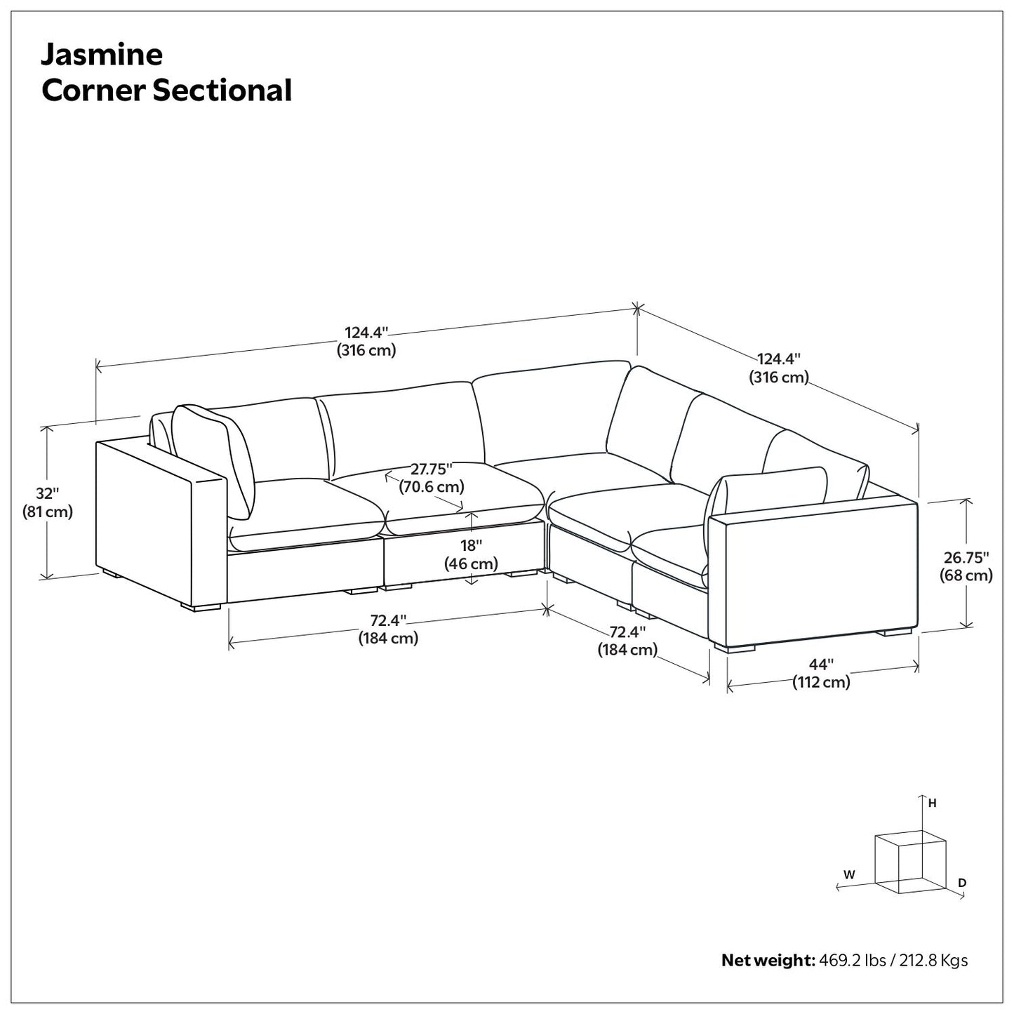 Jasmine - Handcrafted Sectional Sofa Simpli-Home