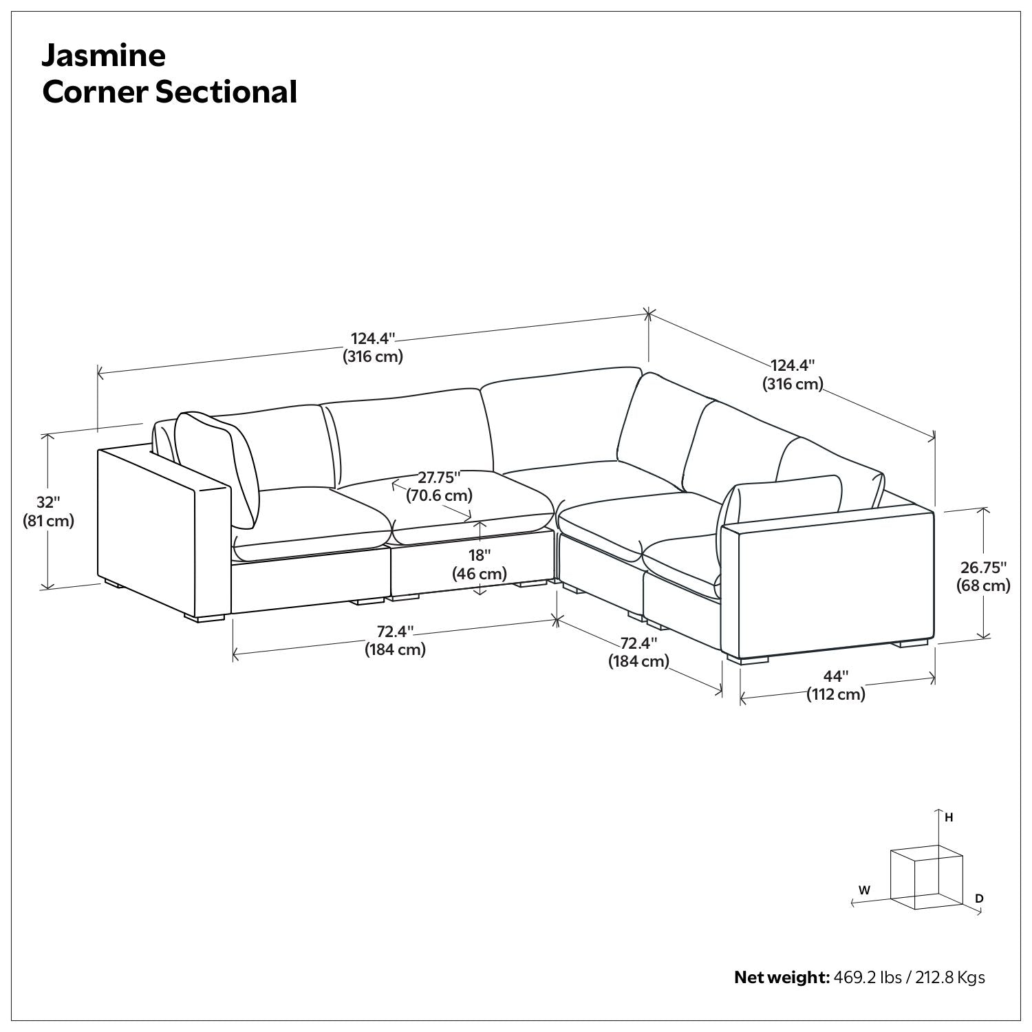 Jasmine - Handcrafted Sectional Sofa Simpli-Home