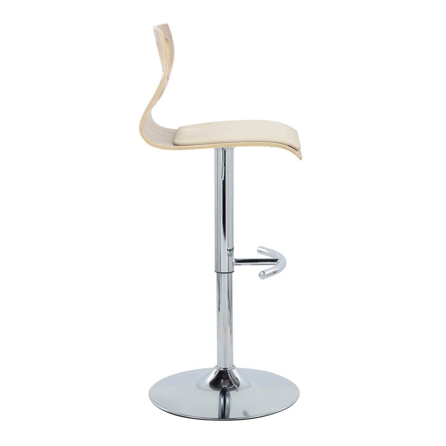 Folia - Mid Century Modern Adjustable Barstool With Swivel With Rounded T Footrest (Set of 2) Lumi Source