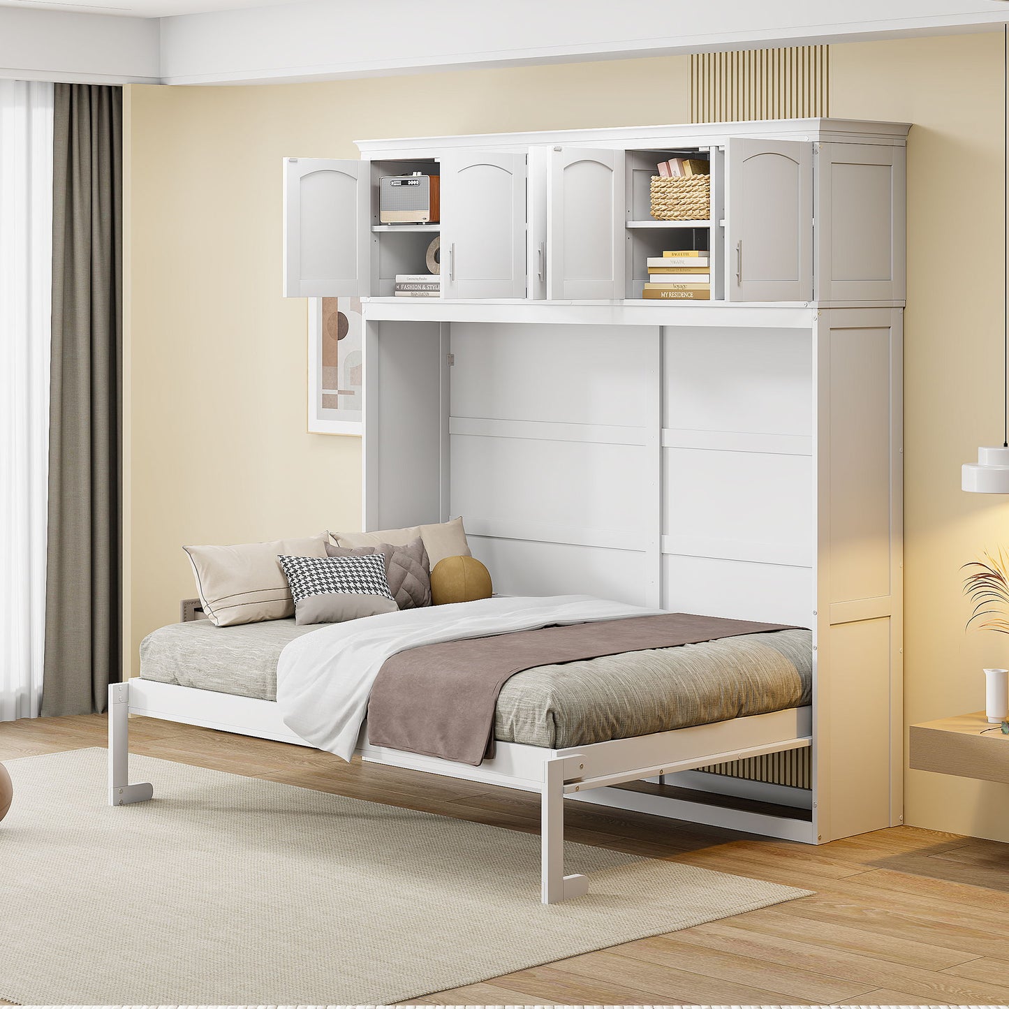 Murphy Modern Bed With Top Cabinets For Space Saving And Comfort DreamHaus
