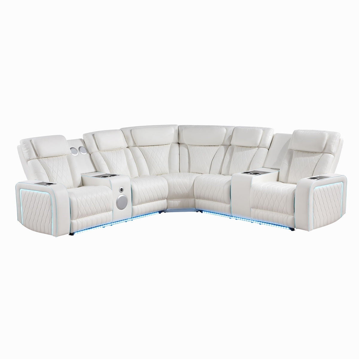 Electra - Power Recliner Sectional Sofa With Power Headrests, Console Loveseats, Wedge, LED Light Strip, Speakers Matrix Furniture Group