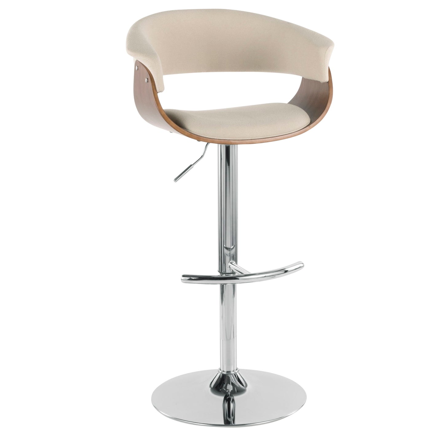 Vintage Mod - Mid Century Modern Adjustable Height Barstool With Swivel With Rounded T Footrest (Set of 2) Lumi Source