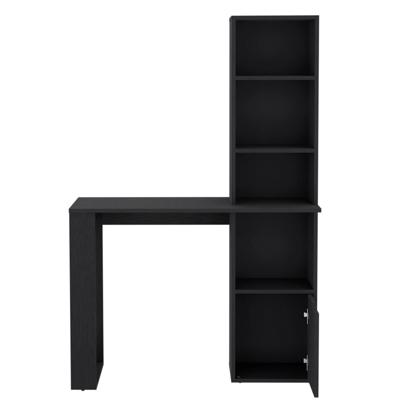 Writing Desk With Bookcase And Cabinet - Black Home Essentials