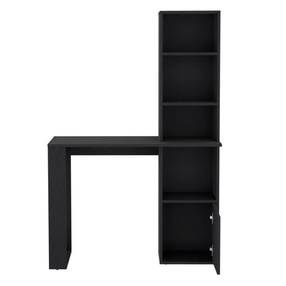 Writing Desk With Bookcase And Cabinet - Black Home Essentials