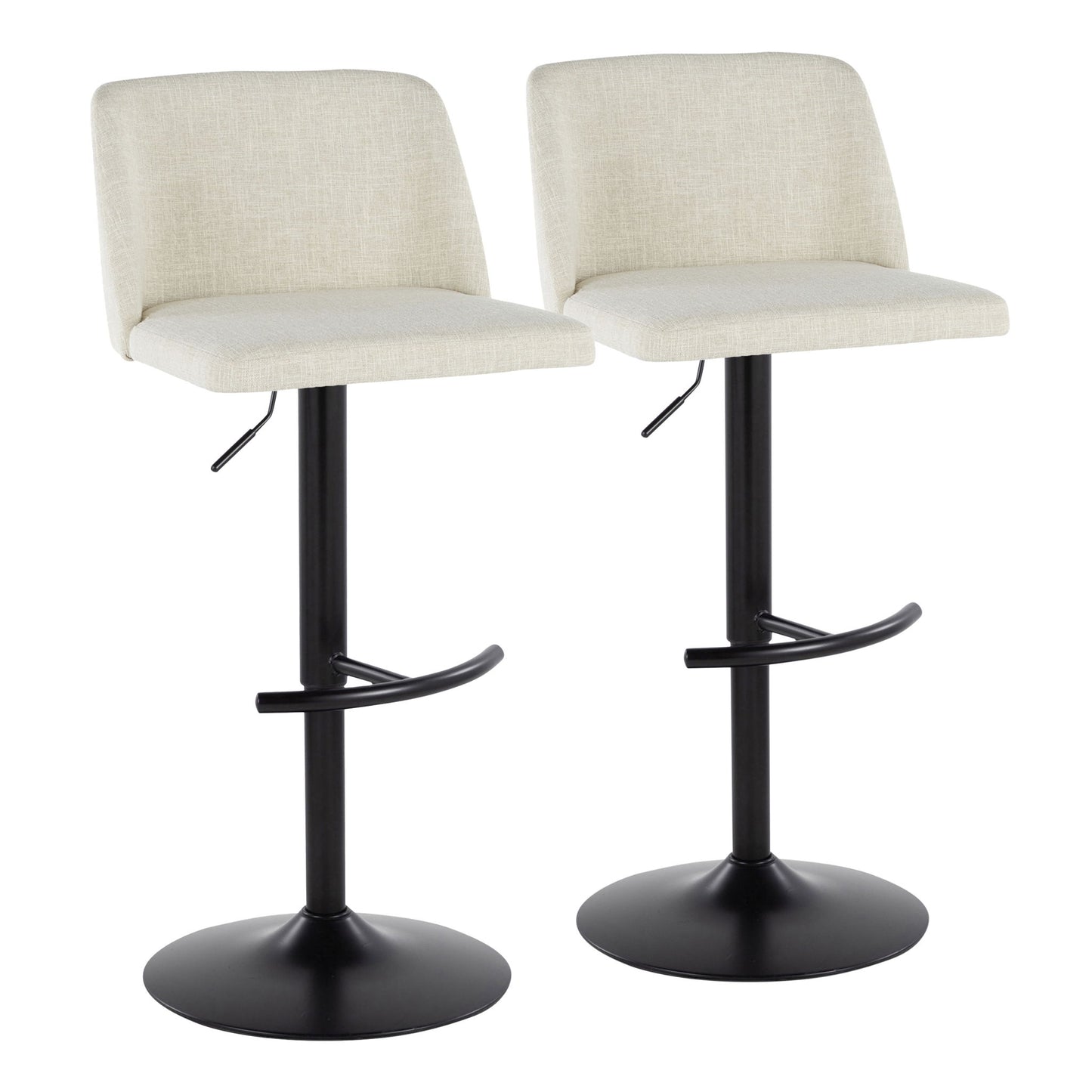 Toriano - Contemporary Adjustable Barstool Swivel With Rounded T Footrest (Set of 2) Lumi Source