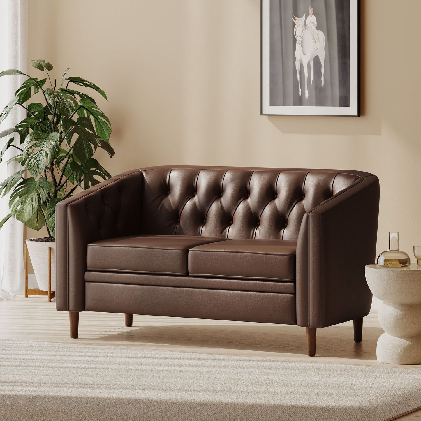 Sophisticated Loveseat With Diamond Stitched Detailing Noble House