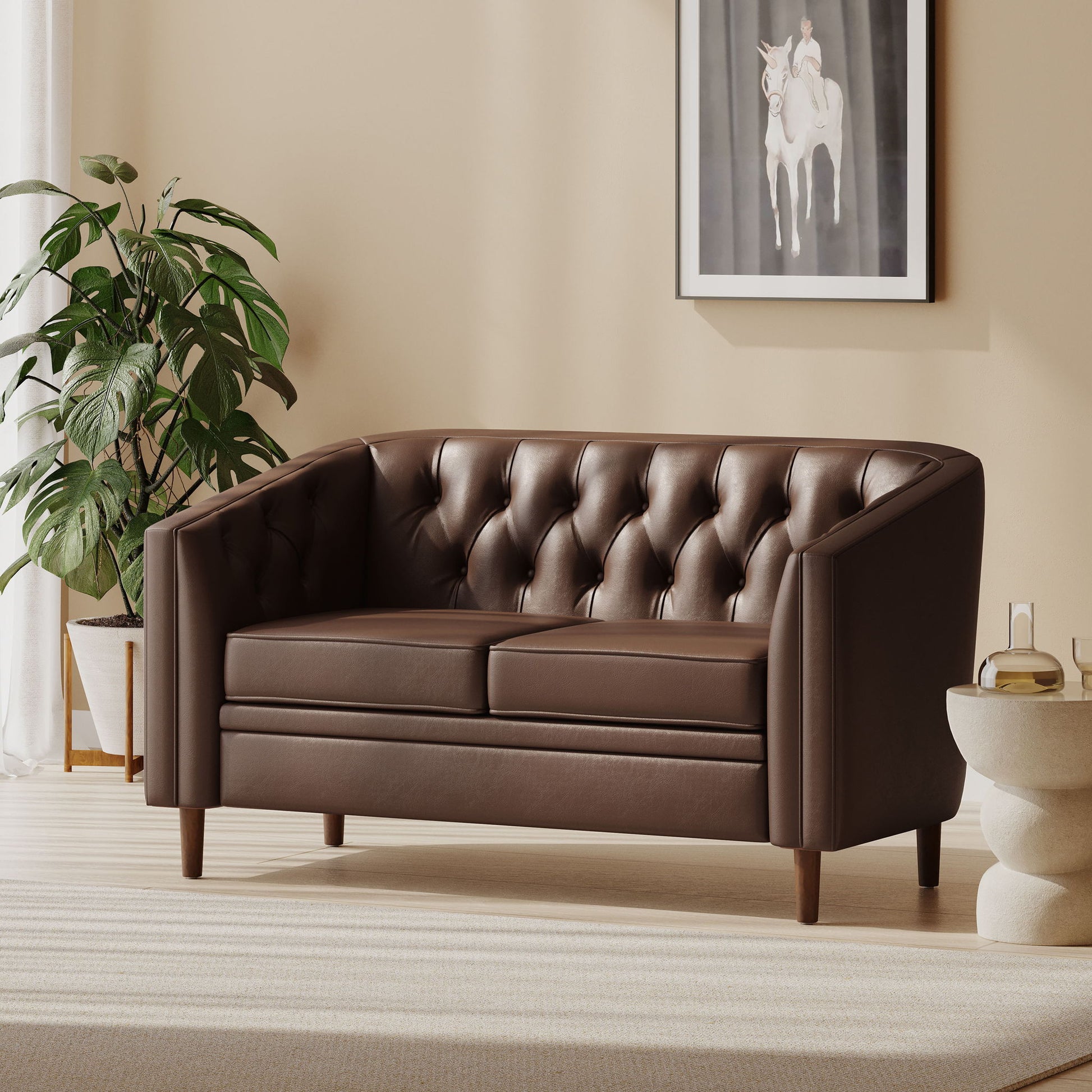 Sophisticated Loveseat With Diamond Stitched Detailing Noble House