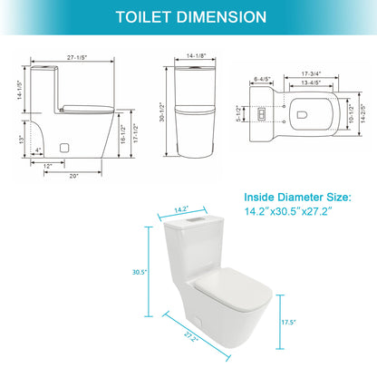 1 Piece Toilet & Dual Flush And Soft Closing Seat - White Daily Nest