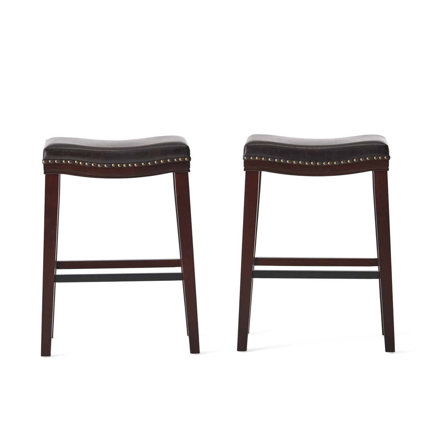 Elegant Saddle Stool With Curved Seat Comfort - Brown Noble House