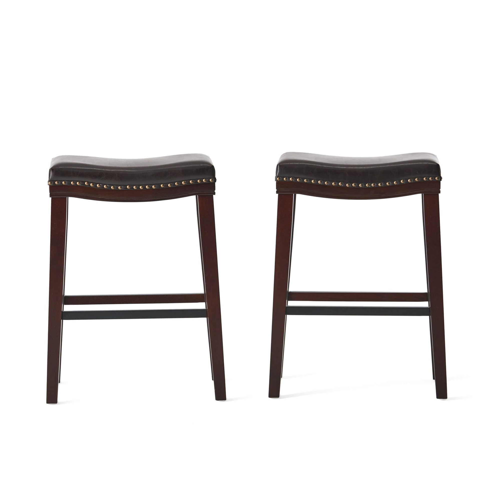 Elegant Saddle Stool With Curved Seat Comfort - Brown Noble House