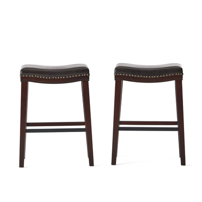 Elegant Saddle Stool With Curved Seat Comfort - Brown Noble House