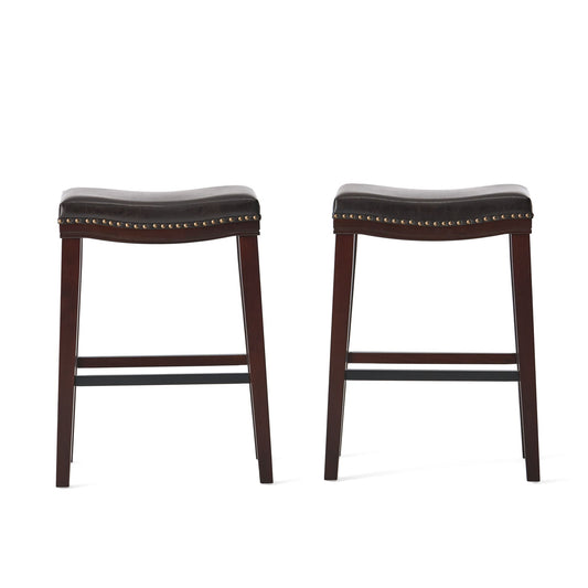 Elegant Saddle Stool With Curved Seat Comfort - Brown Noble House