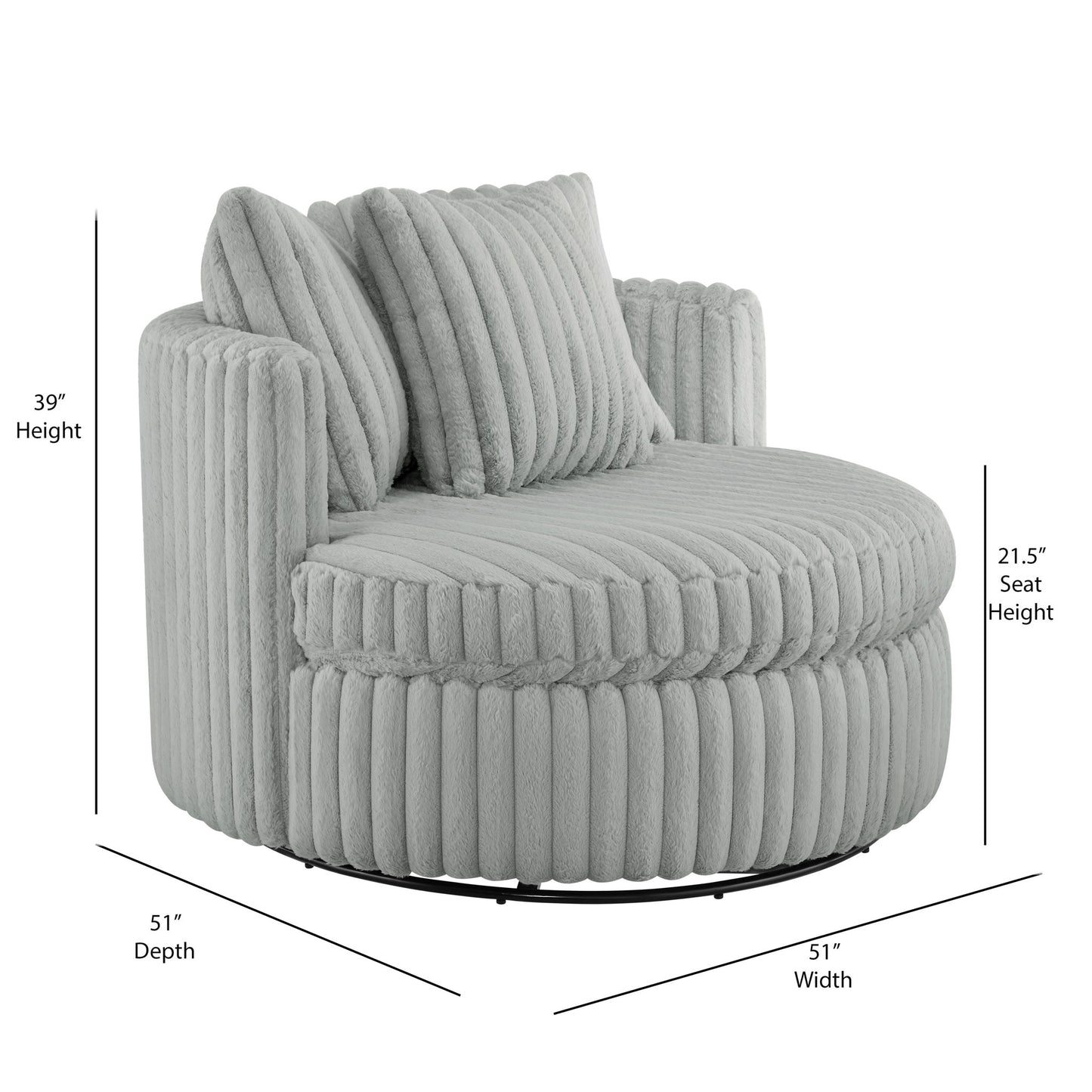 Mindy - Oversized Swivel Barrel Chair - Gray Ridgecrest Home