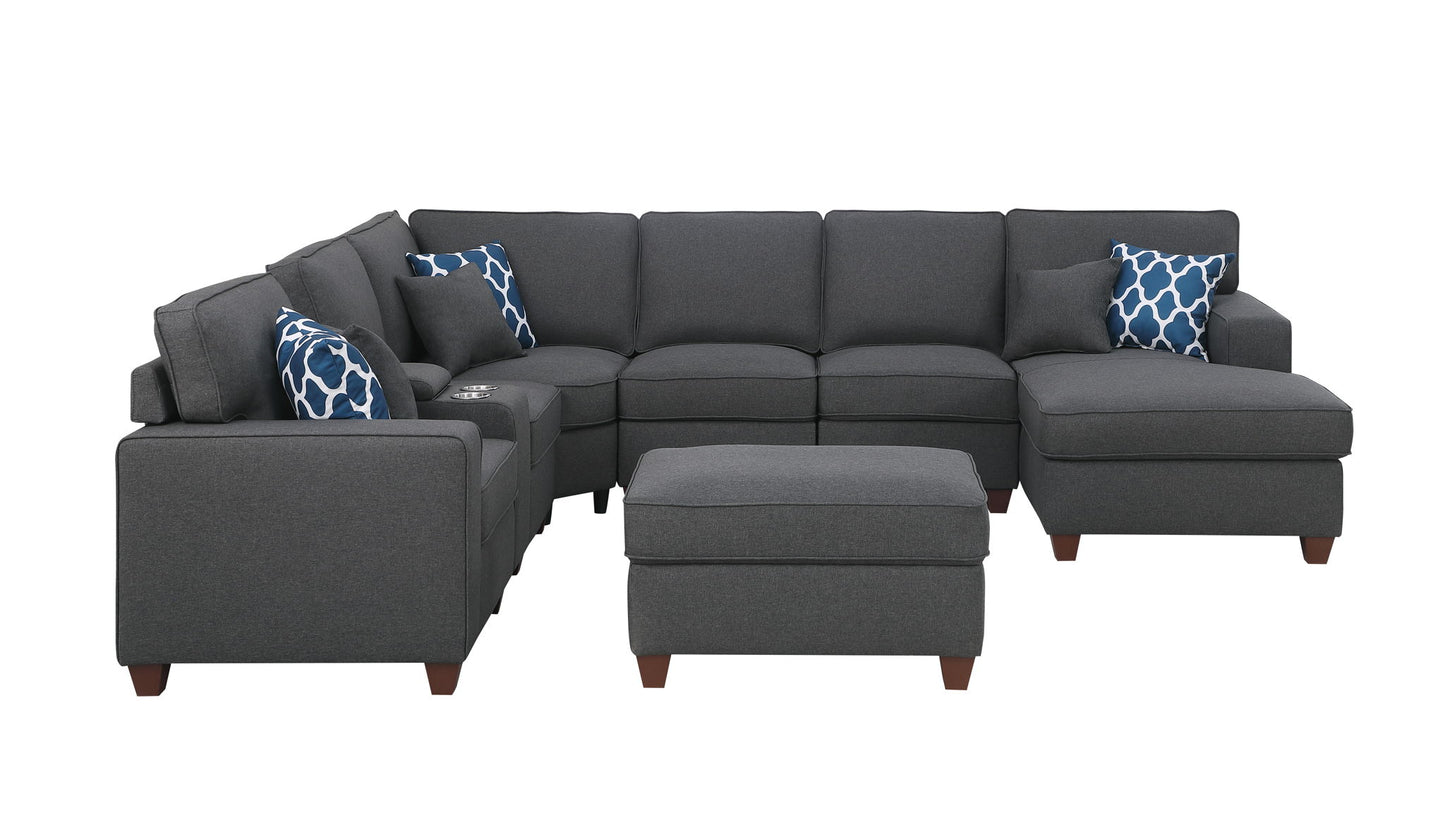 Tina - 8 Piece Upholstered Sectional With Ottoman Urban Retreats
