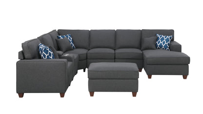 Tina - 8 Piece Upholstered Sectional With Ottoman Urban Retreats