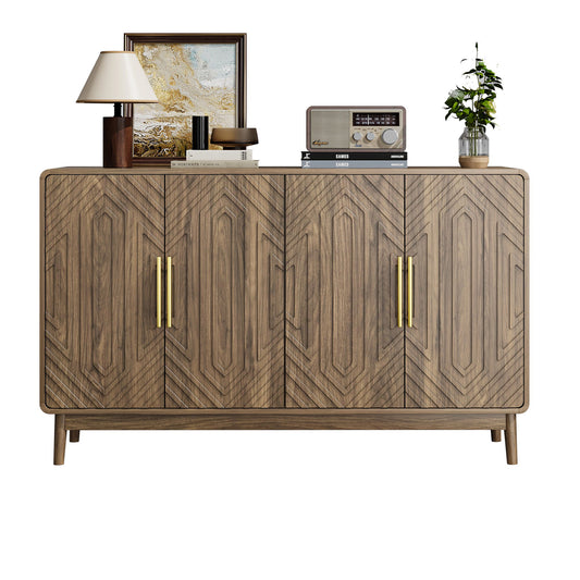 Sideboard Buffet Cabinet With Carved Doors And Adjustable Layer Board Home Essentials