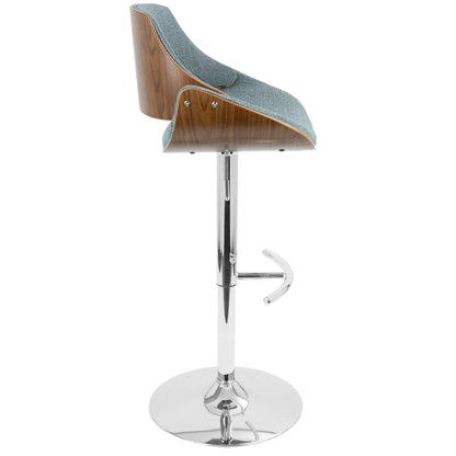 Fabrizzi - Mid Century Modern Adjustable Barstool With Swivel With Rounded T Footrest (Set of 3) Lumi Source