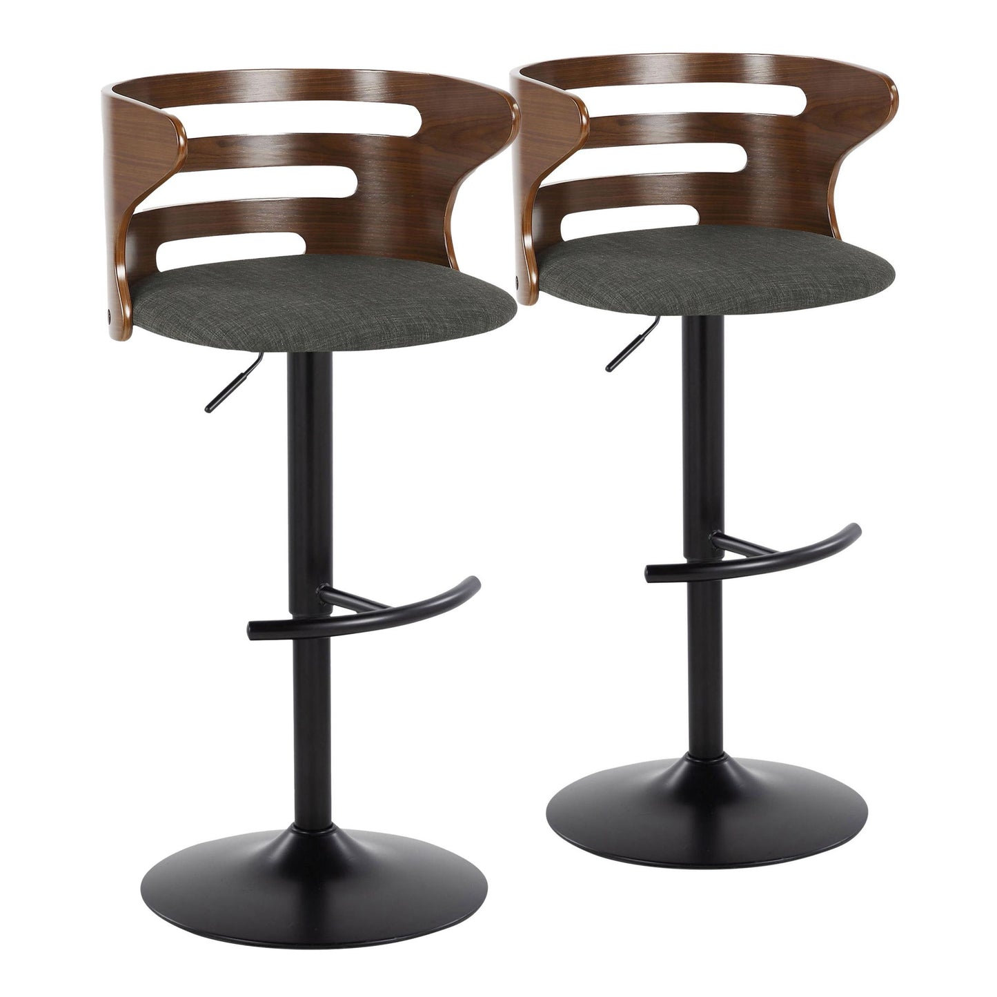 Cosi - Mid Century Modern Adjustable Barstool With Swivel With Rounded T Footrest (Set of 2) Lumi Source