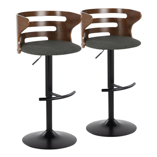 Cosi - Mid Century Modern Adjustable Barstool With Swivel With Rounded T Footrest (Set of 2) Lumi Source