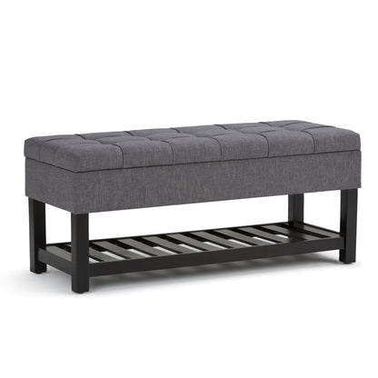 Saxon - Upholstered Transitional Storage Ottoman Bench Simpli-Home