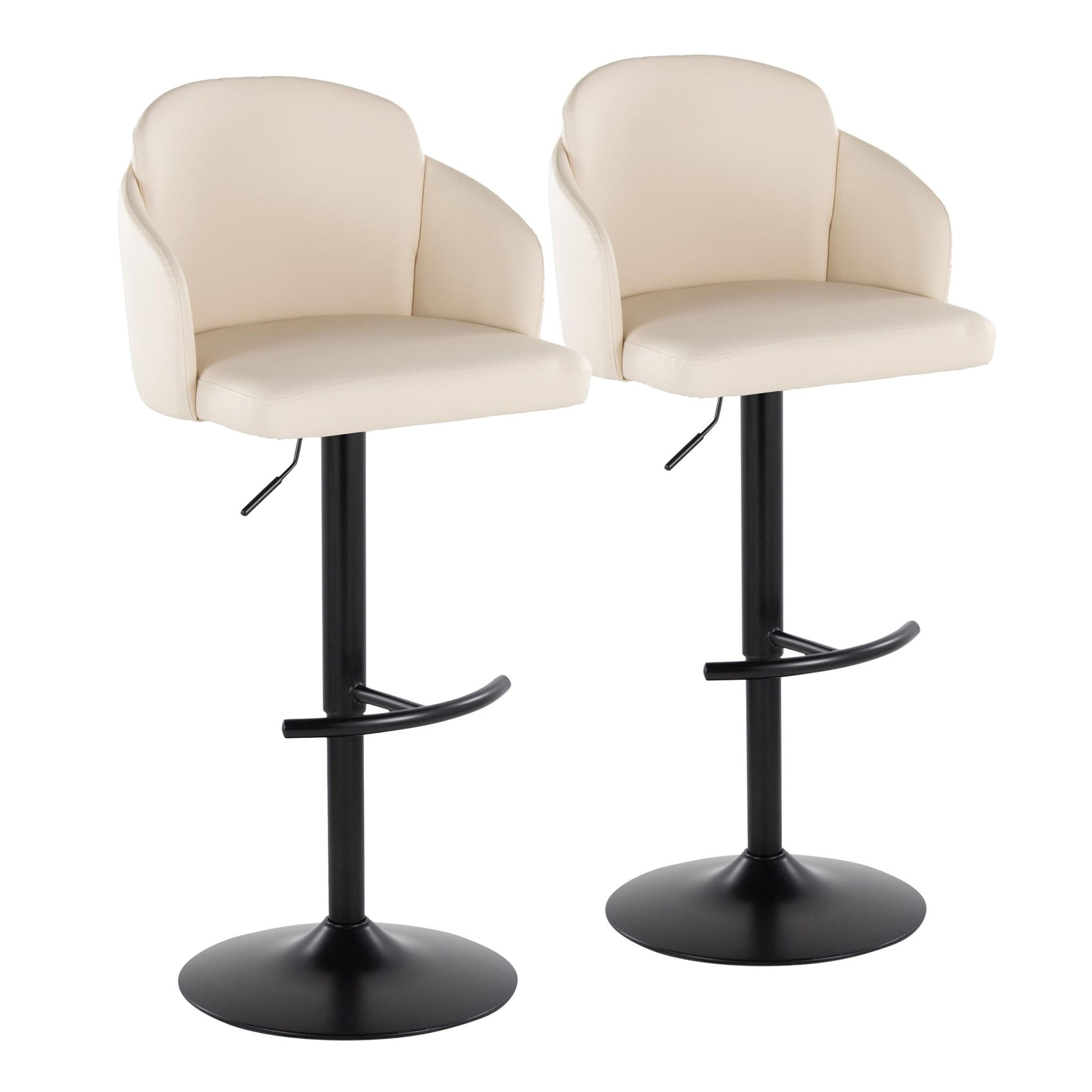 Dahlia - Contemporary Adjustable Barstool With Swivel With Rounded T Footrest (Set of 2) Lumi Source