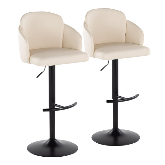 Dahlia - Contemporary Adjustable Barstool With Swivel With Rounded T Footrest (Set of 2) Lumi Source