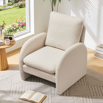 Modern Sherpa Upholstered Accent Chair, Comfortable Living Room Armchair, Lounge Chair For Bedroom, And Office Home Essentials