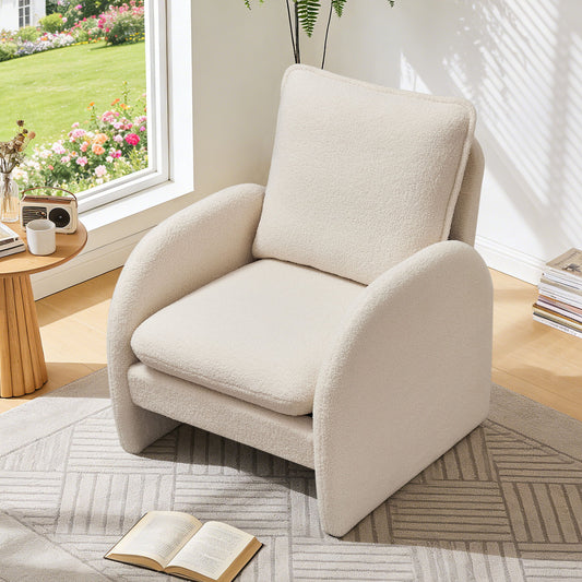 Modern Sherpa Upholstered Accent Chair, Comfortable Living Room Armchair, Lounge Chair For Bedroom, And Office Home Essentials