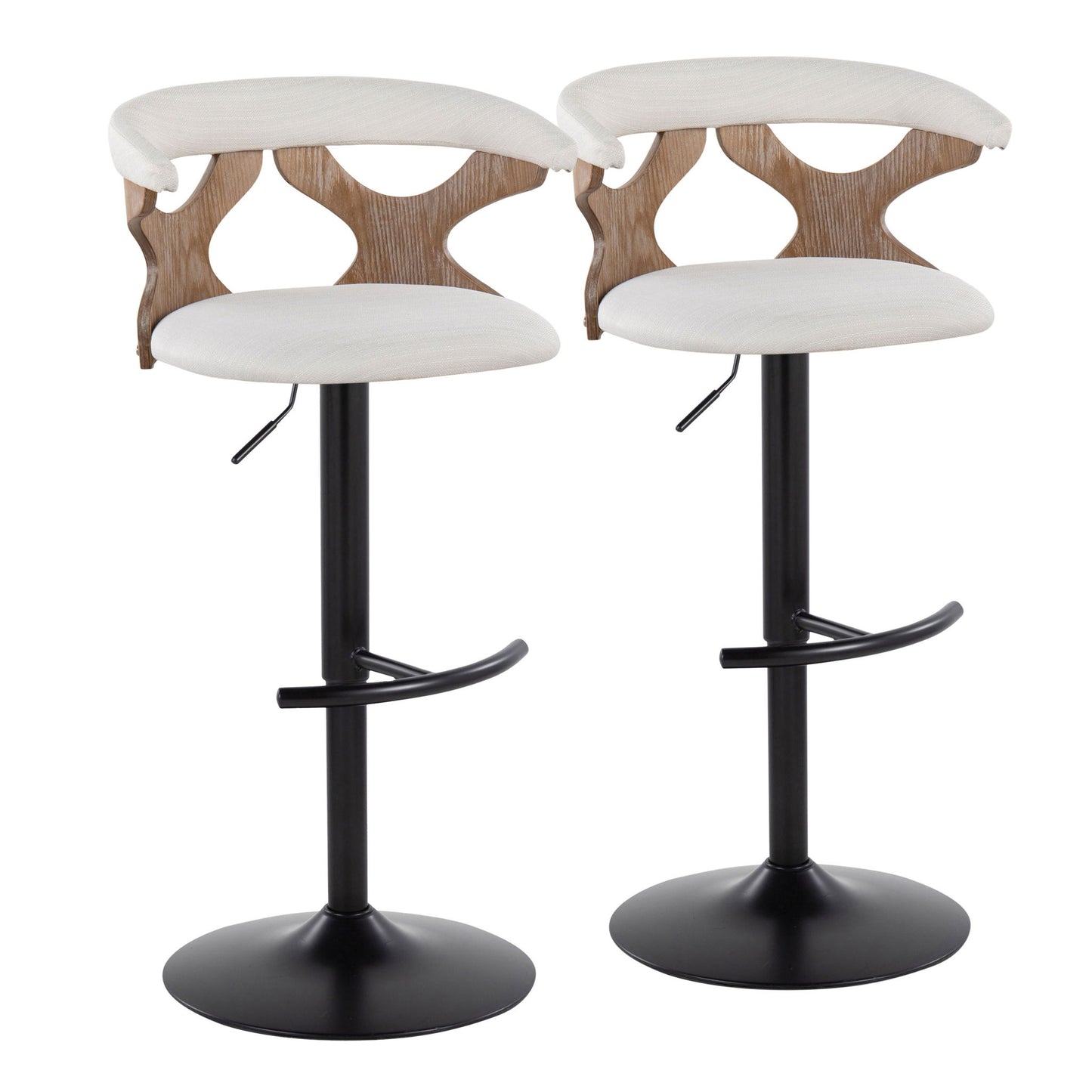 Gardenia - Contemporary Adjustable Barstool & Swivel With Rounded T Footrest (Set of 2) Lumi Source